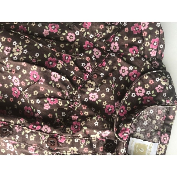 Girl's Size 9M 6-9 Months Two Piece Carter's Brown Floral Blouse Top & Pants - Picture 4 of 6